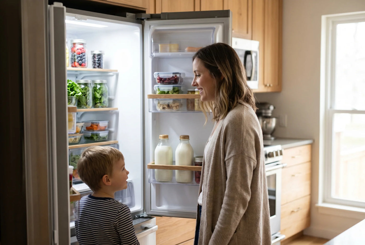 Family using their refrigerator with confidence